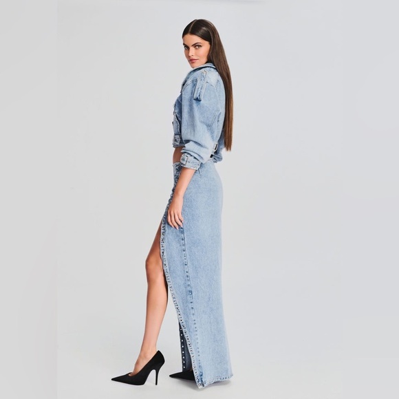 New! Retrofete Zahlia Lace up Denim Skirt 🩵 size 24 NWT! - Picture 4 of 14